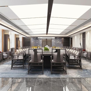 新中式会议室3D模型下载